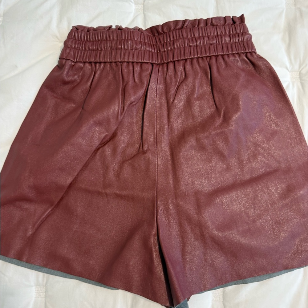 ZARA Burgundy Red faux leather shorts SIZE XS NWOT
